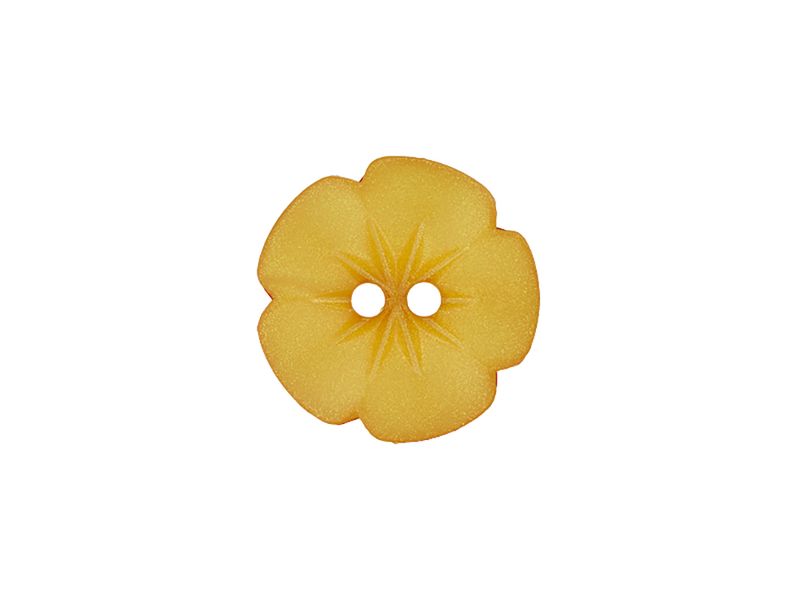 Knapp 2-hulls Blomster  15mm gul