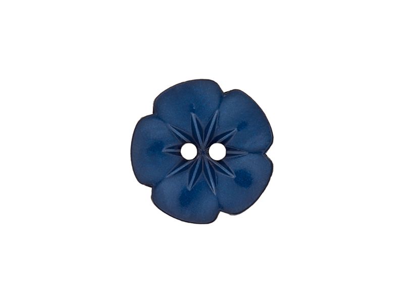 Knapp 2-hulls Blomster  15mm mørk blå
