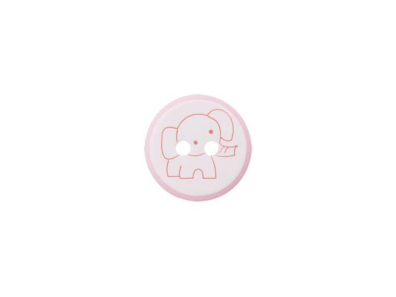 Knapp 453538 2-hull Elefant 12mm 46 Lys rosa